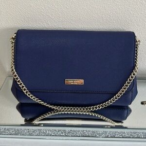 Blue Kate Spade New York Retails $295 Chain Linked Leather Crossbody Bag
